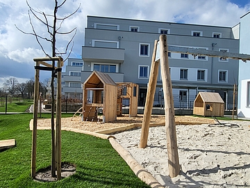 Viel Platz zum Toben: Auf dem Außengelände wird noch ein Sinnespfad angelegt. (Bild: Fröbel e.V.)